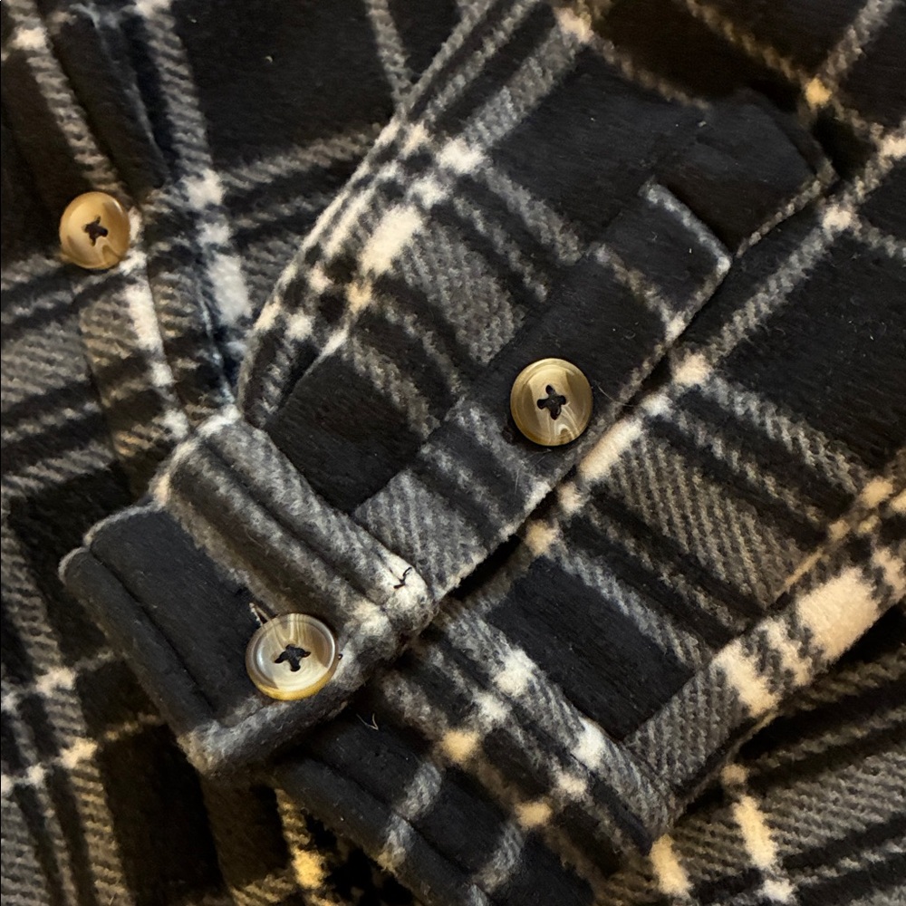 💙🖤SAGE COLLECTIVE🖤💙Sz L Teddy Bear Fleece Black&White Plaid Cozy Soft Flannel!🖤 - Picture 7 of 9